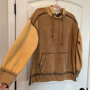 Men's Brown and Tan Hoodie